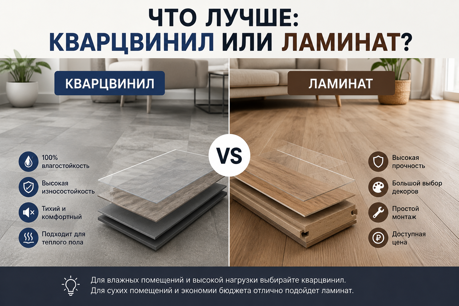 Что лучше: кварцвинил или ламинат? Полное сравнение напольных покрытий