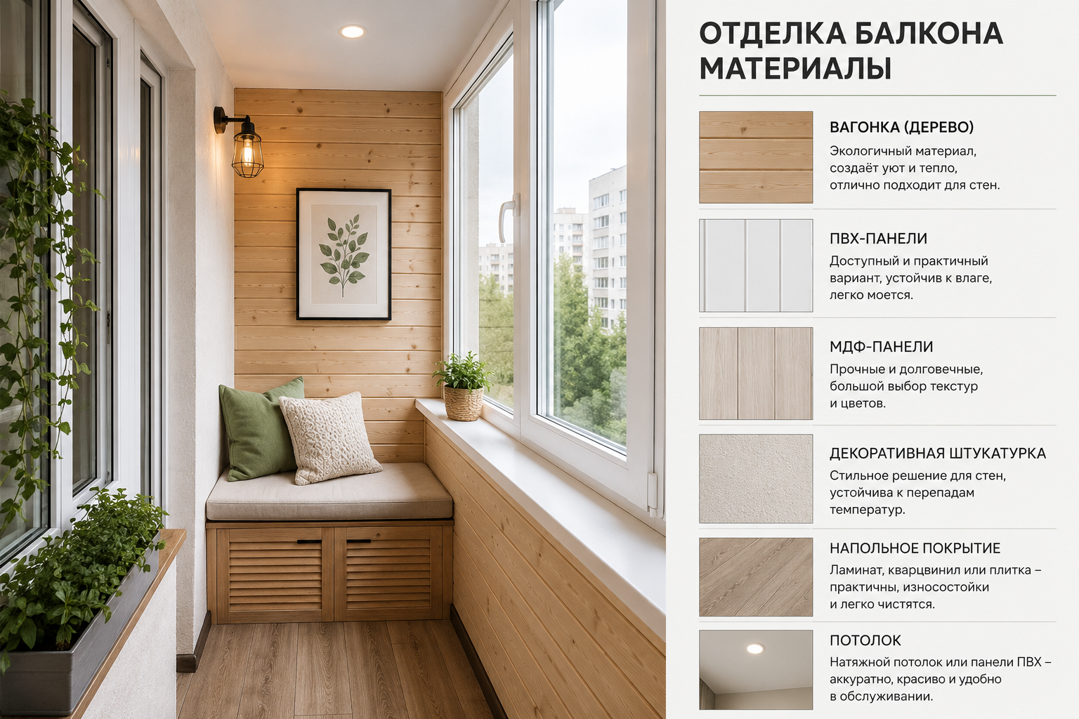 Чем отделать балкон